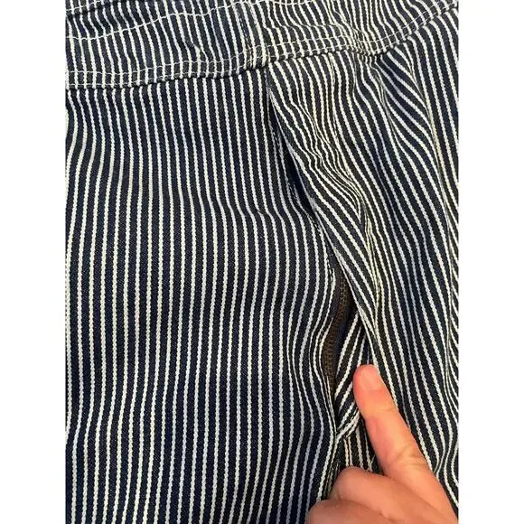 Vtg USA Works Sz 40x30 Railroad Stripe Adjustable Strap Carpenter Bib Overalls